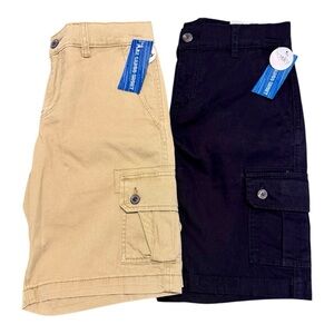 2 Pairs Kids Arizona Jean Co. Cargo Shorts Black & Khaki